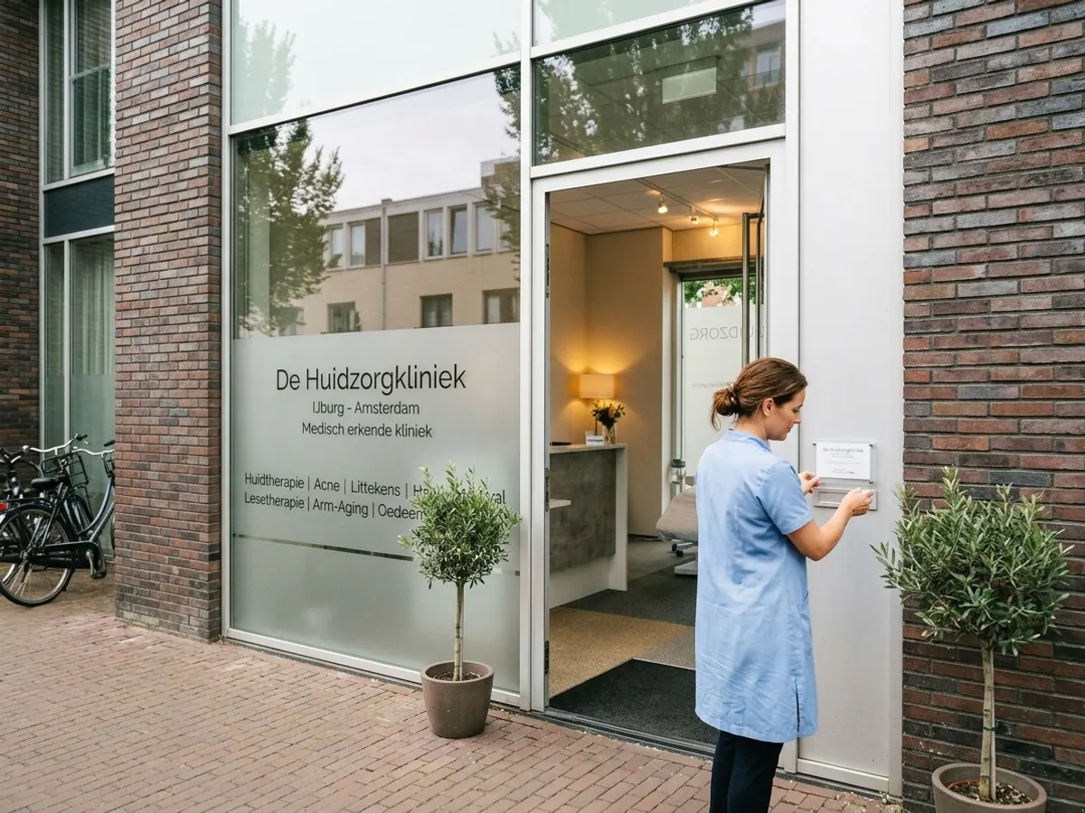 Buitenzijde van De Huidzorgkliniek aan de Erich Salomonstraat in IJburg